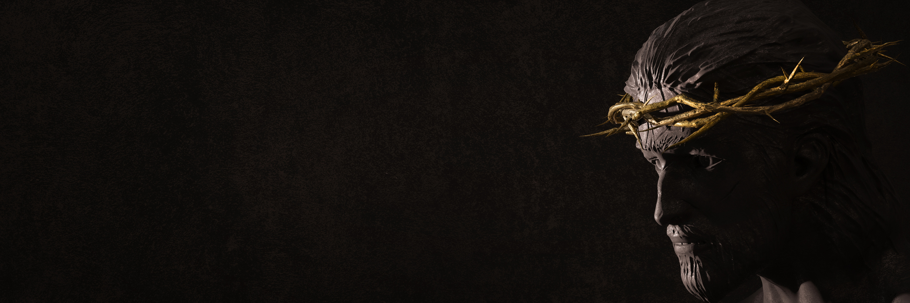 Jesus Christ with Crown of Thorns Black Gold Statue